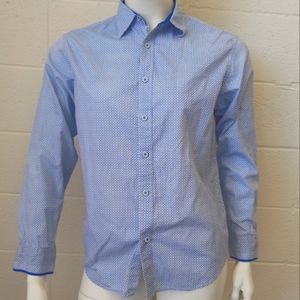 SQWEAR blue and white patterned button down